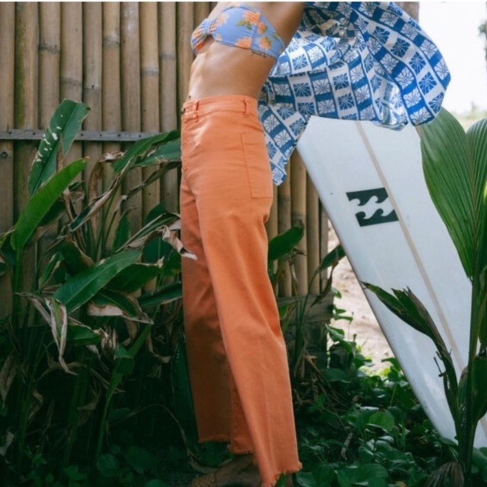 BILLABONG High Rise Wide Leg Orange Pants Jeans